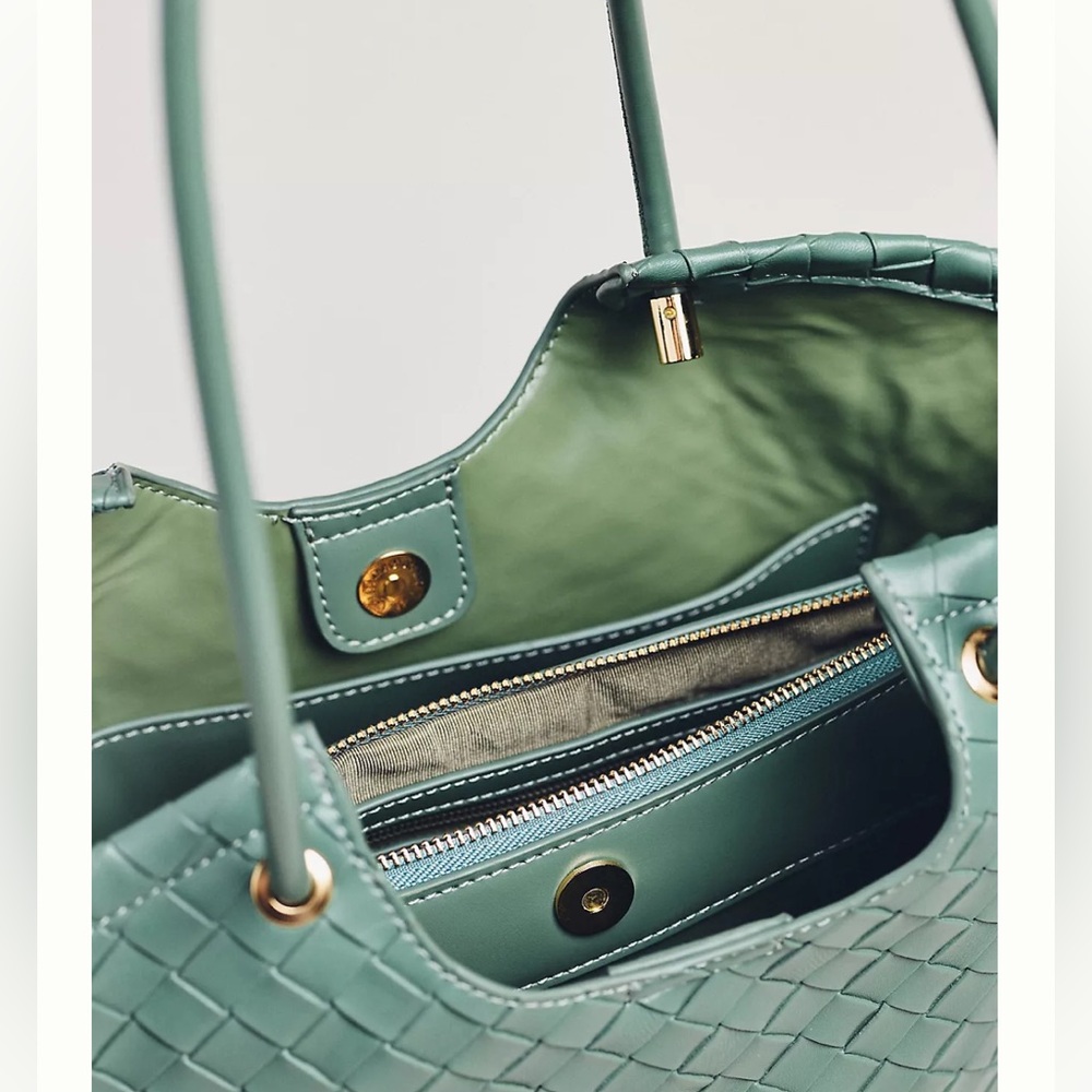 Anthropologie Melie Bianco Green Woven Bucket Tote Bag - Picture 3 of 4